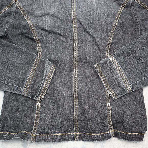 Gloria Vanderbilt Jacket Womens M Black Denim Long Sleeve Two Button Outwear - Picture 11 of 16